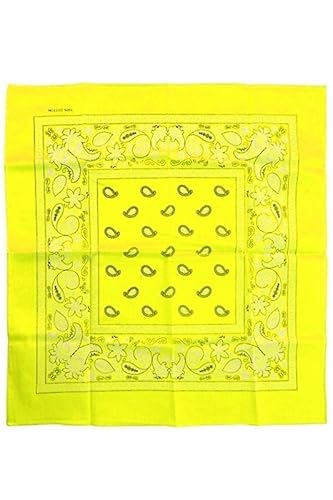 OUTLETISSIMO® BANDANA JAUNE FLUO CARRÉ 100 % COTON PAISLEY PIRATA FAZZOLETTO SPORT dessous casque, jaune, Taille unique Cover