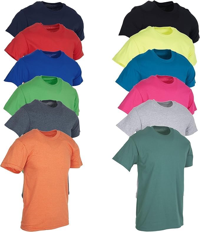 BILLIONHATS 12 Pack Plus Size Men's Cotton T-Shirts Bulk Big & Tall, Premium Fitted, Lightweight Classic Short Sleeve Tees - Image 4