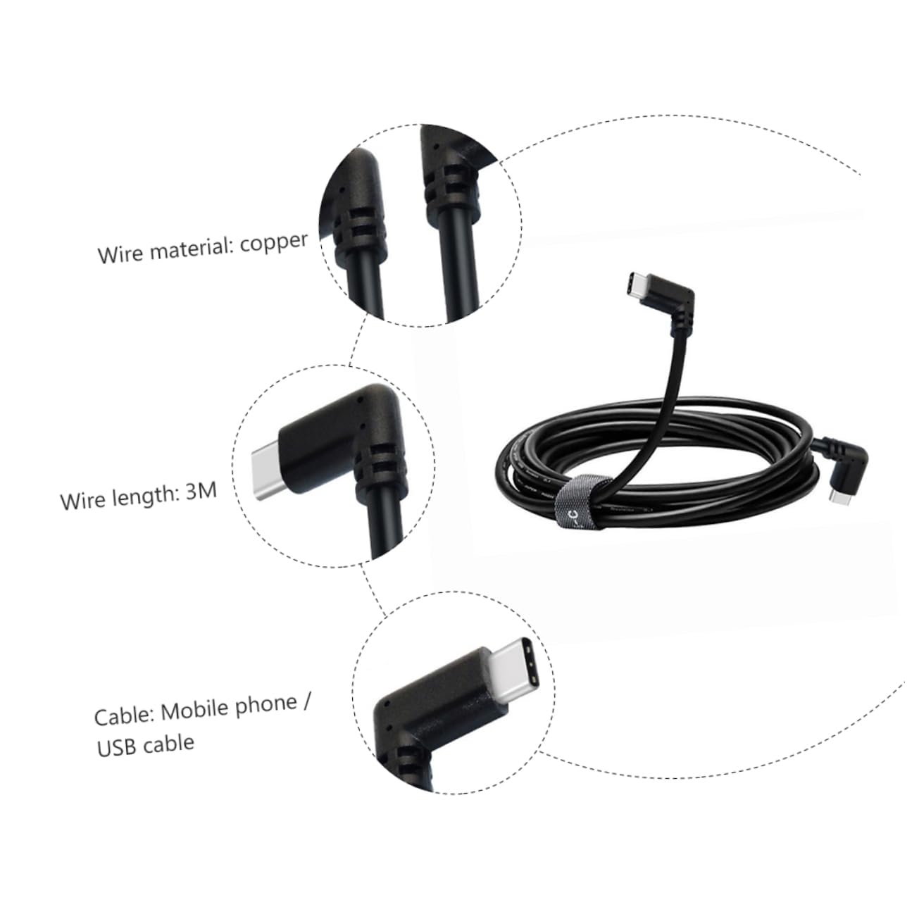 jojofuny 3piezas Cable Vr De Doble Tipo c Compatible y Steam Vr Transmisión De Datos y Carga Rápida Conexión Segura y Fiable
