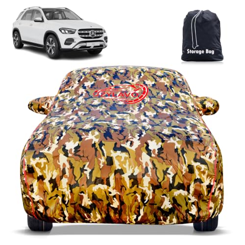 Image of Premium Car Cover for Mercedes Benz GLE 300D Model | Waterproof, UV & Dust Protection | Mirror & Antenna Pocket | Triple Stitched, Soft Inner Lining, Belt & Buckle (Jungle Print)