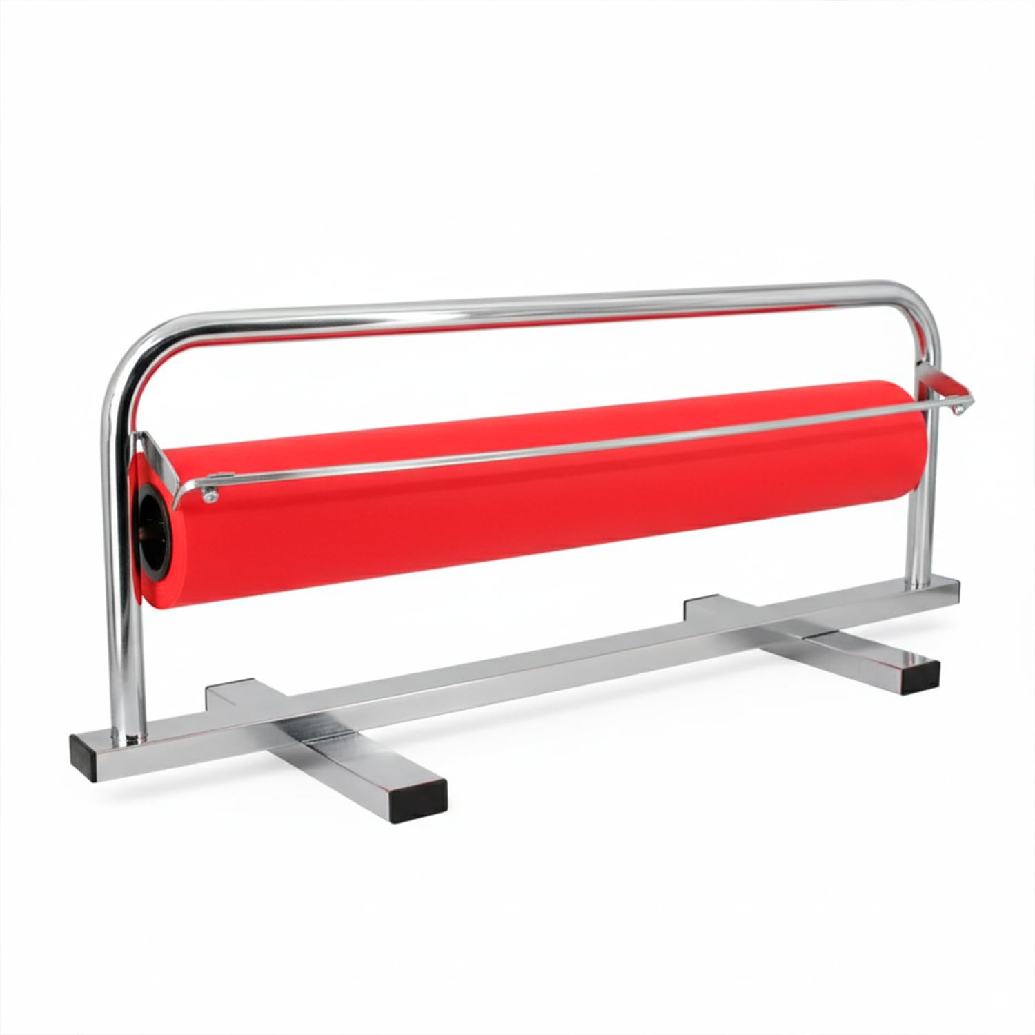 BCS Labels - Portarrollos de mostrador metálico Color Plateado | Dispensador Resistente para bobinas de Papel y Film hasta 70 cm de Ancho | Ideal para Envolver y Cortar en Tiendas y comercios