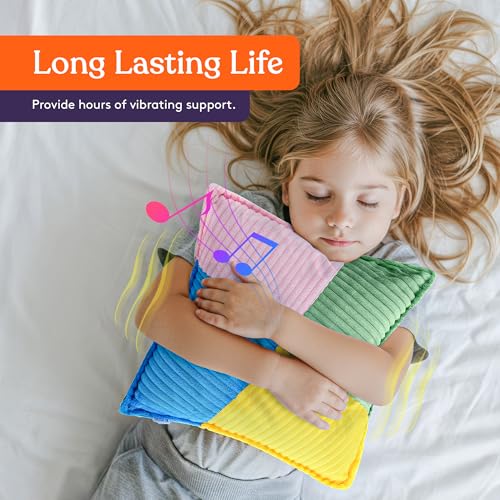 Image of Special Supplies Vibrating Pillow Sensory Pressure Activated for Kids and Adults, 12 inch Plush Minky Soft Cover, Textured Therapy Stimulation Bumps (Ribbed Multiple Colors)