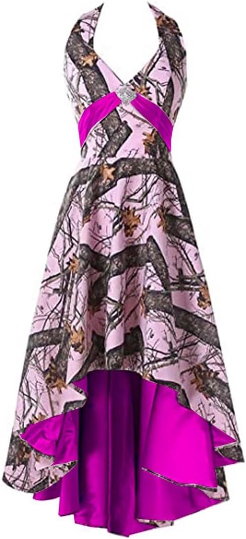 Women's Camouflage Prom Satin Wedding Bridal Dress