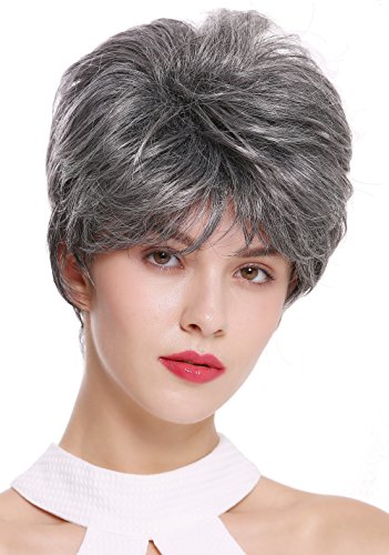 WIG ME UP - DW2461-DF1202 Lady Gents Man Quality Wig short teased voluminous dark gray mix streaked, Silver gray-black (DF1202) - Image 2