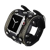 VIQIV Cinturino largo western compatibile con cinturino Apple Watch da 40 mm, 38 mm, 41 mm, serie 8, 7, SE Serie 6/5/4, per donne e uomini, in vera pelle, stile militare, alla moda, sportivo, per
