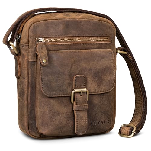 Sacoche vintage homme avec plusieurs poches ROYALZ Glendale en cuir véritable premium
