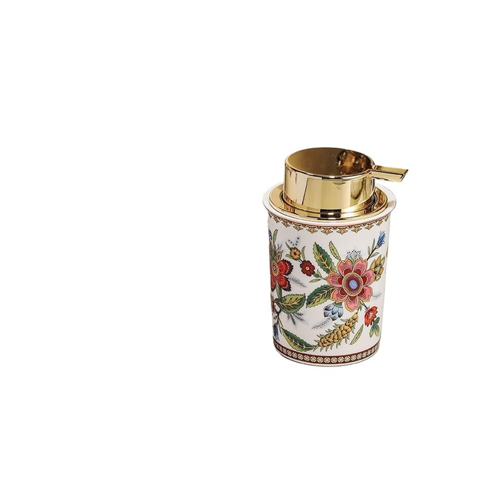 Bathroom Soap Dispenser Set Floral Ceramic Bathroom Set Toilet Foam Lotion Bottle Toothbrush Cup Soap Dish Household Luxury Toiletries(A-Lotion bottle)