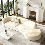 Nuipesn 94' Right-Facing Curved Sectional Sofa, Small Modern L-Shaped Couch with Chaise on Right, Plush Microfiber Cloud Sofa for Compact Living Room & Apartment, Cream Ivory
