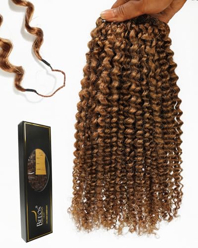 BEEOS Kinky Curly Human Crochet Hair 160g, Pre-Separated Knotless Feather
