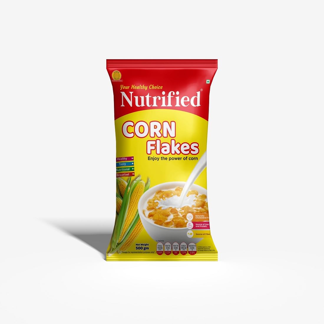 Nutrified Corn Flakes Prebiotic Breakfast Cereal | Golden Corn | Low Fat | Toasted & Crunchy | No Added Preservatives | 500gm-picture-23