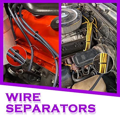 Swpeet 30Pcs Spark Plug Wire Boots Sleeves And 2 Hole 3 Hole Wire Separator Divider With Stainless Steel Wire Ties Assortment Kit, 1800 Degree Heat Shield Thermal Protection Insulator For Wires Resist #TOP2