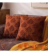 COSIBONO Fall Throw Pillow Covers Set Of 2 - Maple Leaf Faux Fur 12x20 Rust Red Farmhouse Decor - View #5