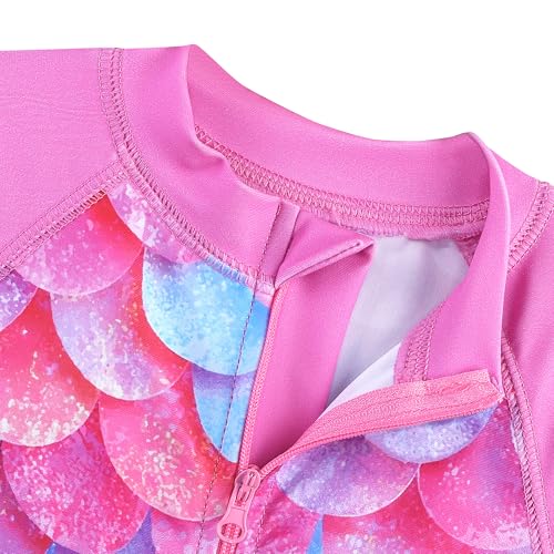 Image of HUAANIUE Toddler Girl Swimsuit Long Sleeve UPF50+ Sun Protection