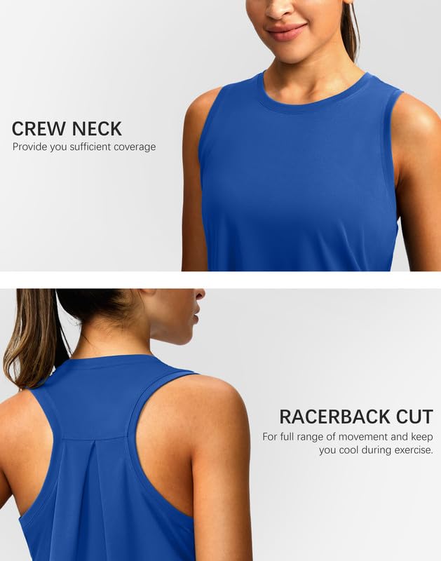 Image of Women's Workout Tops Racerback Athletic Tank Tops Sleeveless Loose Fit Yoga Running Gym Shirts for Women