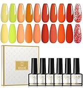 ROSALIND UV Gel Nagellack Set Gelb Orange Rot Glitter Rot Gel Nagellack Set 10 Farben UV LED Shel...