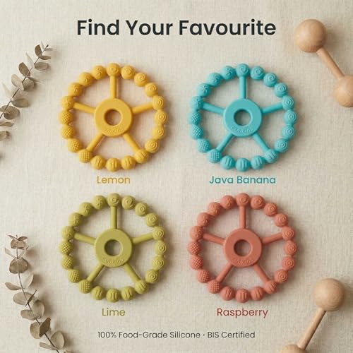 Image of Cubkins Silicone Ring Teether for Babies 3-12 Months | BIS Certified, BPA Free, Food Grade | Teething Ring for Soothing Gums | Zero Plastic | Easy Grip Baby Teething Toy (Raspberry)