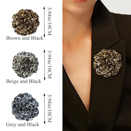 Image of XGALBLA 3 Pcs Dainty Terylene Satin Fabric Christmas Rose Flower Brooches Sets 6mm /8mm /10mm /15mm Extra Big Camellia Flower Brooches Lapel Pins for Women Christmas Wedding Party Dance Dress Clothes Accessories Valentine's Day Jewelry