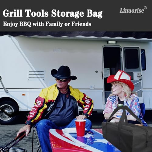 Aufbewahrungstasche für Grillutensilien, Grillzubehör, Aufbewahrung von Grillwerkzeugen, Werkzeugaufbewahrung für Grillutensilien, Tragetasche für Outdoor-Camping, Grill, extra großes Fassungsvermögen 2