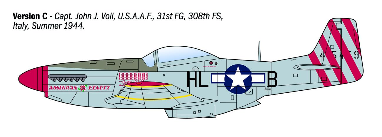 Italeri 1484 P-51D Mustang WWII Aces, scala 1:72, Plastic Model Kit/Modello in plastica da montare