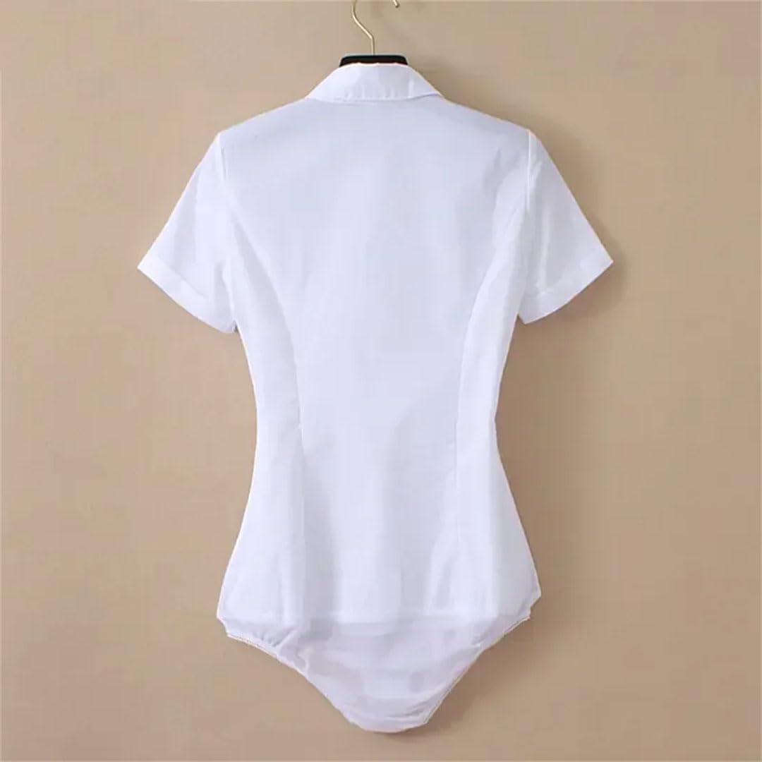 Hndudnff Body da donna a maniche corte, camicie da ufficio, abbigliamento da lavoro, camicette formali, camicette con colletto