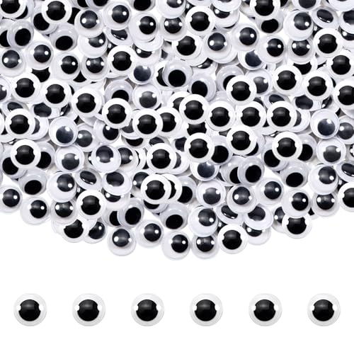 Image of TOAOB 150pcs 8mm Plastic Wiggle Googly Eyes Self Adhesive Black Round Sticker Eyes DIY Arts Crafts Scrapbooking Accessories