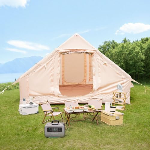 Carpa Inflable para Camping 2-4 Personas 4 Temporadas Beige miniatura 2