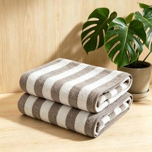 Oliven 2 Piece Light Gray Cabana Stripe Hand Towels for Bathroom 16"x31" Ultra Soft Breathable Hand Face Towels Highly Absorbent Towel Quick Dry Towel for Spa Gym Hotel Travel Camp