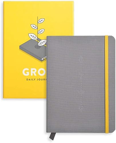 Grow Daily Journal - Diario diario guiado para atención plena, productividad y reflexión - Tapa dura encuadernada en tela de 5.4 x 7.7 pulgadas -
