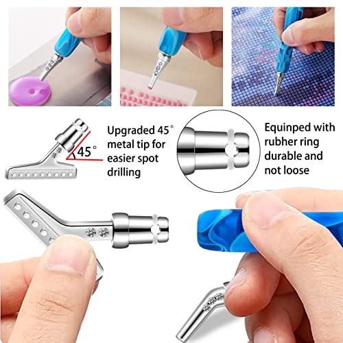 17 Pcs Diamond Painting Pen Metal Pen Tips Tools Kits,Includ Ergonomic Resin Diamond Art Pen,6 Pcs 45° Replacement Metal Tip,8 Pcs Glue Clay,For Diy 5D Diamond Painting #TOP2