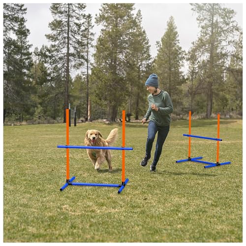 AOUKAR Agility Set Hunde groß, Hürdenset klein Ausrüstung für Hundetraining mit 4 x Hürden Höhenverstellbar