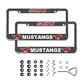 License Plate Frame Compatible for SMU Southern Methodist Mustangs,Carbon Fiber