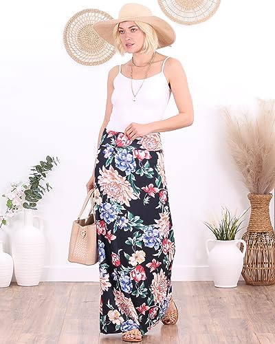 Image of Popana Long Maxi Skirt for Women, Flowy Long Skirts for Women | High Waisted Soft Trendy Rayon, Sundress Convertible Skirt, Long Length Bodycon Maxi Skirt, Petite and Plus Size