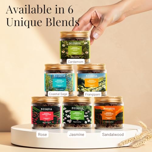 Image of Nytarra Mystical Camphor Trio - Rose, Sandalwood, Frangipani | Original Pure Camphor Infused with Aromatic Herbs & Spices | Diffuser Friendly Botanical Blend | Clean Aroma