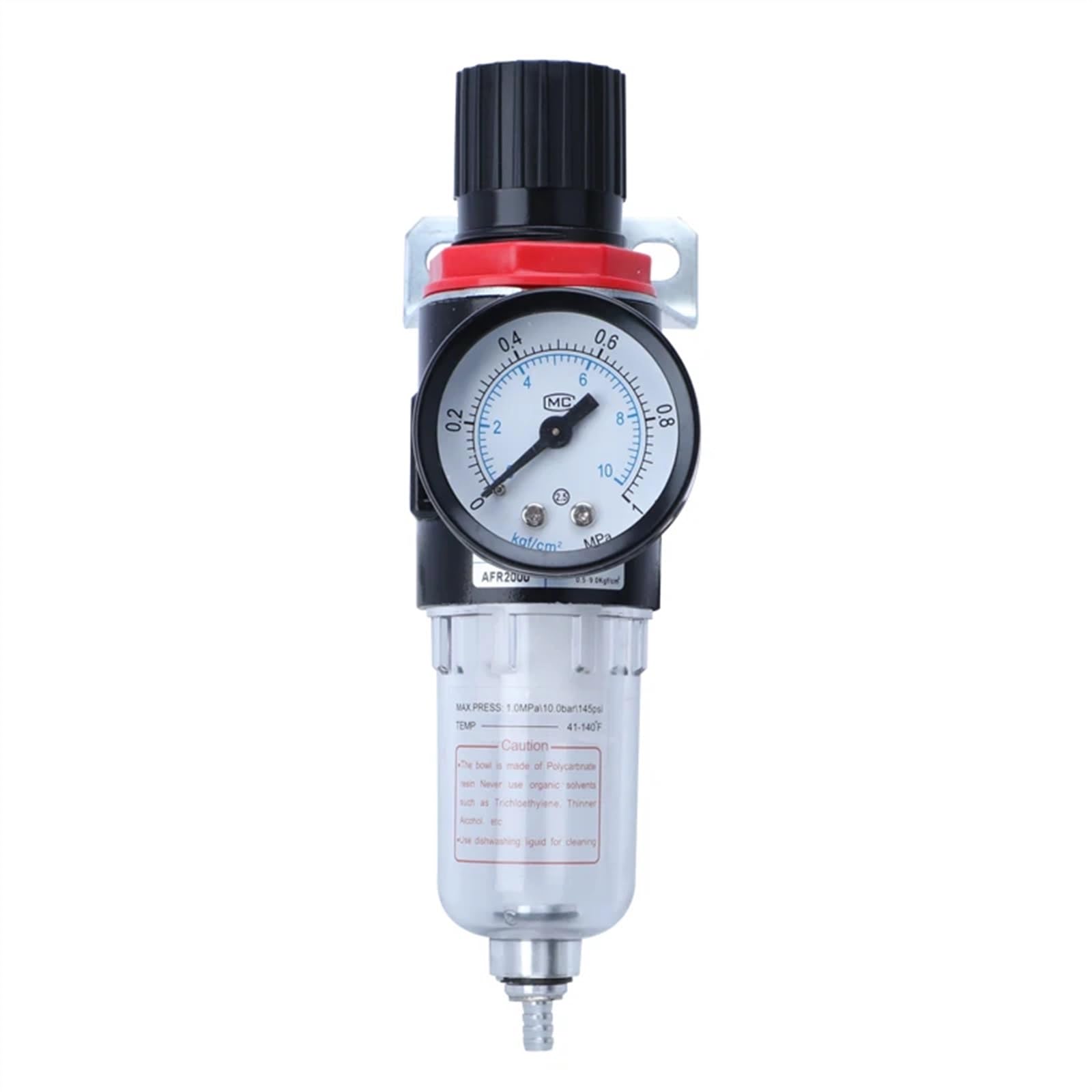 Filtro de Aire neumático AFR2000 con manómetro Ajustable de 1/4" y Accesorios de Alivio de presión de 4 mm, 6 mm, 8 mm, 10 mm y 12 mm.(AFR2000)