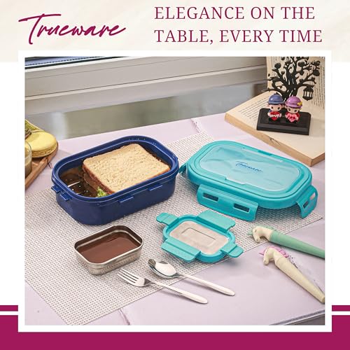 Image of Trueware Picaso Jr. Insulated Inner Steel Thermoware BPA Free, Airtight, Food Grade, 2 Containers Lunch Box 750 ML | for School, Kids, Boy & Girl | Hot Lunch Box