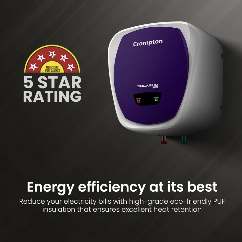 Image of Crompton Solarium CLX 25-LTR 5 Star Rated Storage Water Heater (Geyser) with Free Installation and Connection Pipes ASWH-4925(Blue and White)