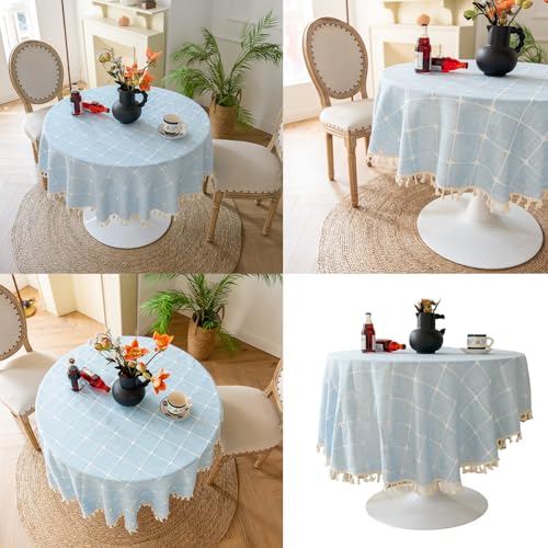 Nappe de repas en extérieur ronde de 140 cm en mélange coton et polyester de qualité supérieure