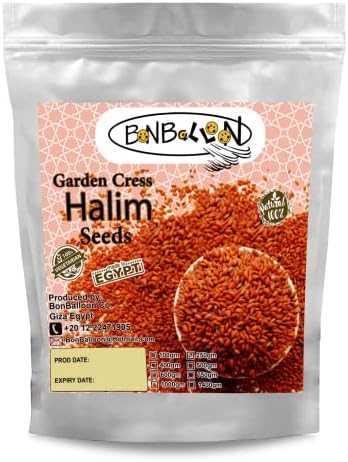 Egyptian Garden Cress Seed Seeds Pure Natural Herbal Herb Herbs Herbals (1 Pack = 8.82 oz / 250 gm) Seasoning Spice Spices Bulk Egypt Arab Arabic Arabian No Additives Non Gmo Kosher Halal حب الرشاد