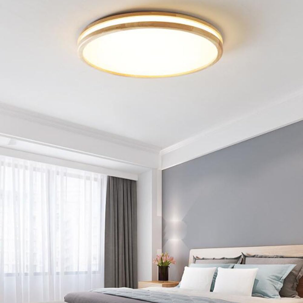 Wpuszczana Nowoczesna Drewniana Lampa Sufitowa LED Lampa Sufitowa O Zimnej Bieli 6000 K Energooszczędna Lampa Panelowa Dekoracyjna Do Wnętrz Okrągła Oprawa Oświetleniowa Do Montażu Wpuszczanego KNBVFH