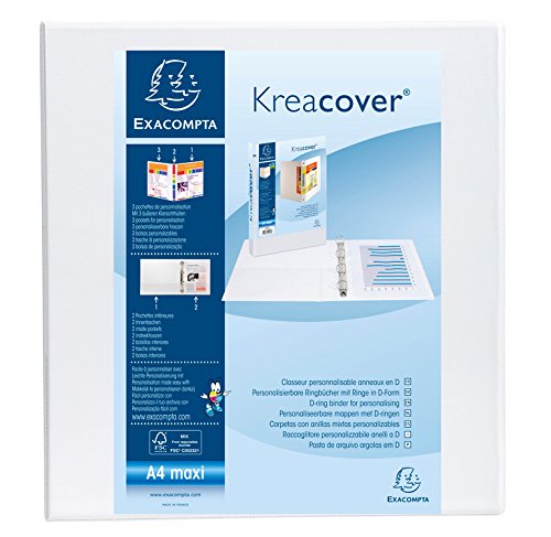 EXACOMPTA Lot de 10 Classeurs personnalisable Kreacover, A4 Maxi Blanc Dos 70 mm