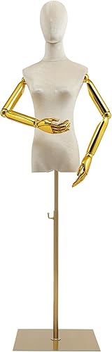 Maniquí de vestido, maniquí de forma de vestido femenino ajustable con brazos, 59.06-78.74 pulgadas, altura ajustable, desmontable, forma de vestido