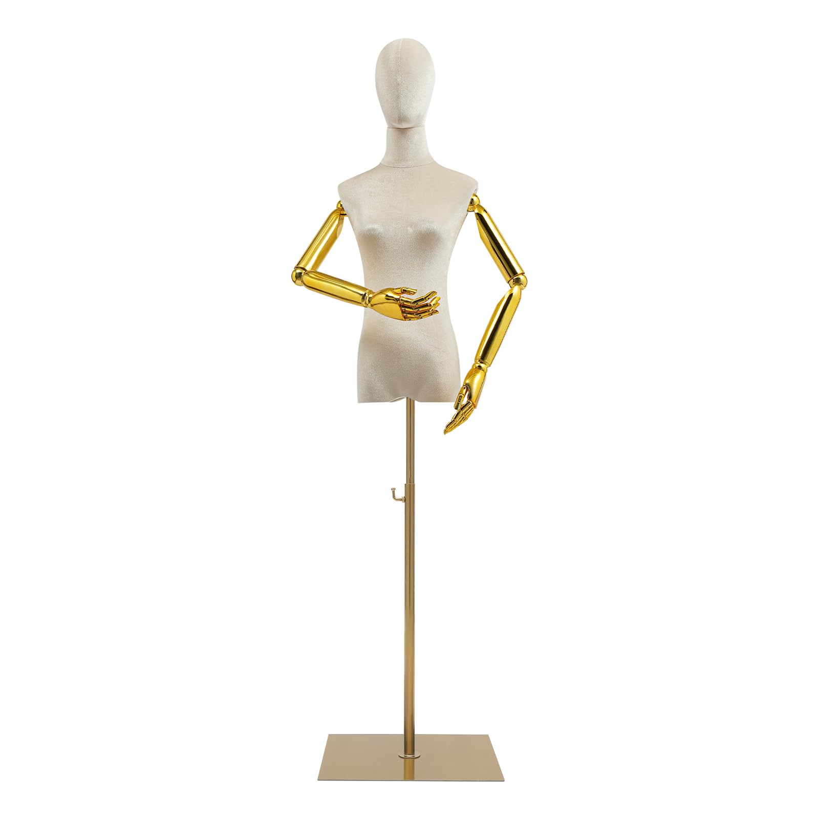 Weibliche Schaufensterpuppe Höhenverstellbar 150-200cm | Schneiderpuppe Damen mit 360° Drehbaren Armen & Samtbezug | Abnehmbare Gliedmaßen | Ideal für Modegeschäfte, Brautmoden & Boutiquen
