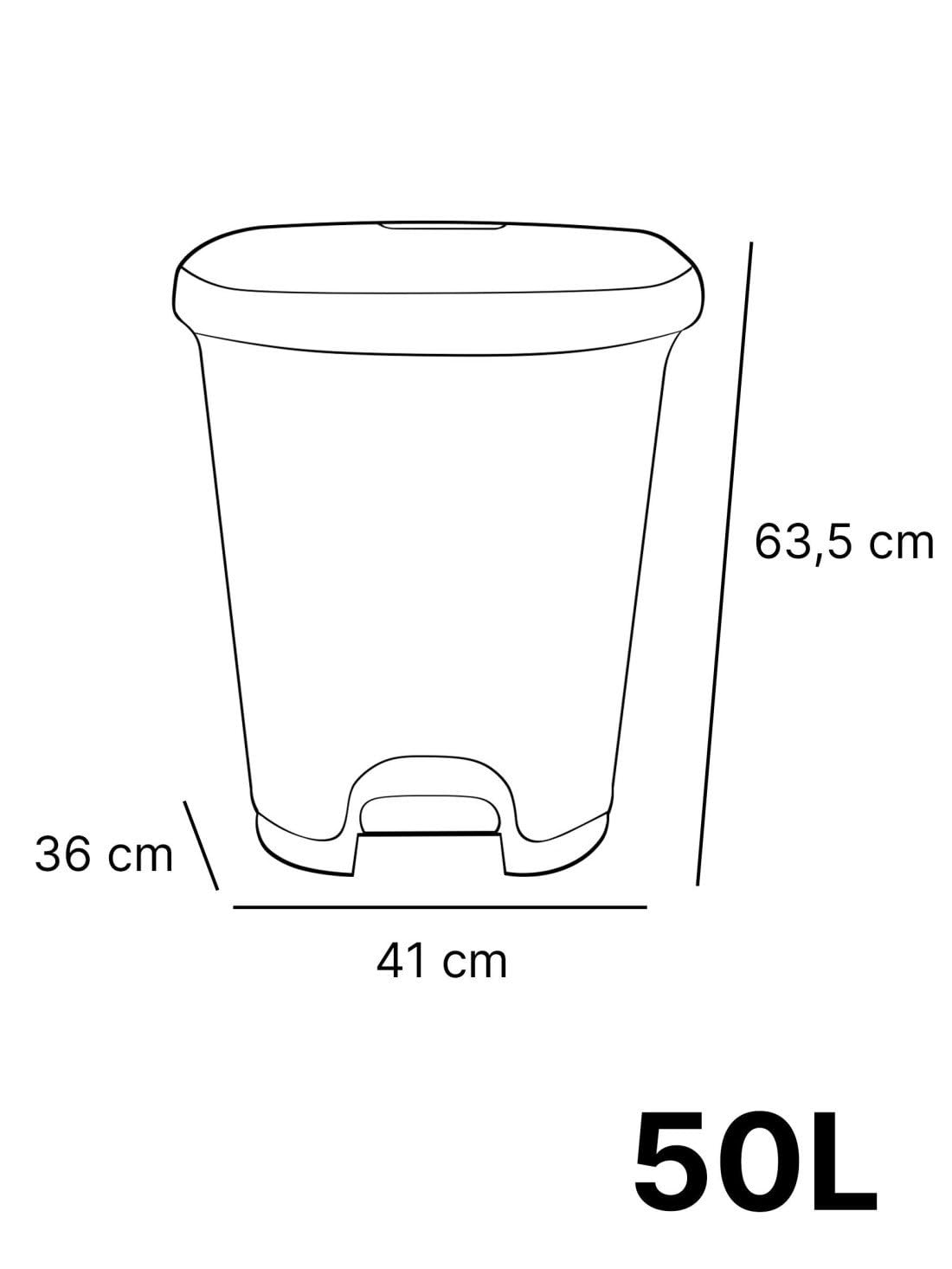 Jardin202 - Cubo basura plástico moderno | Apertura con pedal | Cubo reciclar | 50 litros (Negro - Negro)