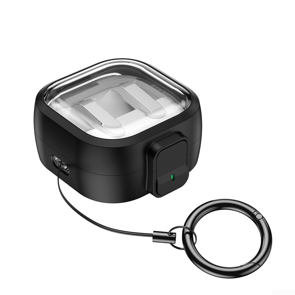 für galaxy für buds 4 Pro Schutzhülle LED Sichtfenster für galaxy(Black) | Inkl. langlebiger Metallkarabiner, Befestigung an Rucksack oder für gürtel, ideal für unterwegs