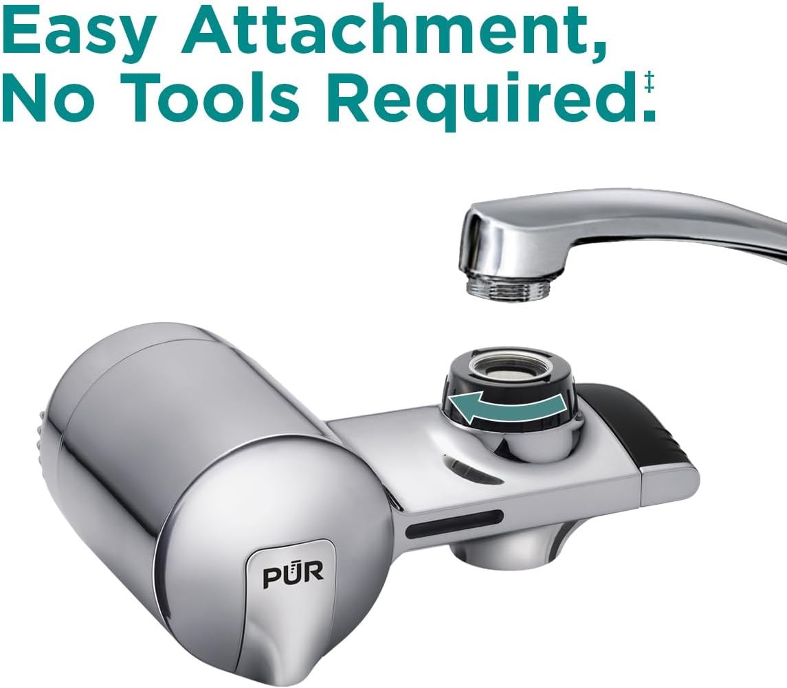 PUR PLUS Faucet Mount Water Filtration System, Chrome