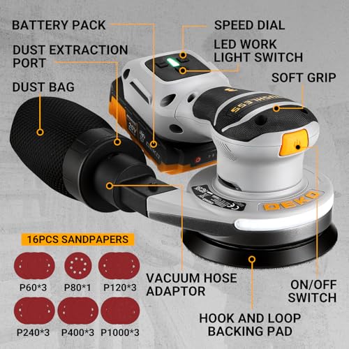 DEKOPRO 20V Brushless Orbital Sander Kit