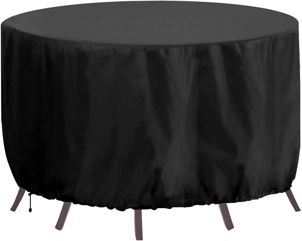 RICHIE Round Garden Furniture Covers: Waterproof, 130x71c Heavy Duty 420D Oxford, Windproof
