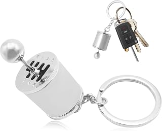 Car Gearbox Keychain, Six Speed Manual Transmission Keychain, Creative Gear Shift Stick Keyring, Car Accessories (White)