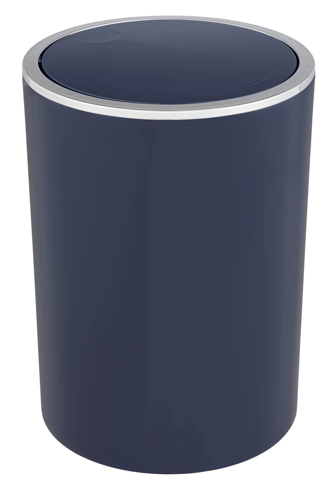 WENKO Inca Swing Waste Bin, 5 Litre Capacity, Bathroom & Kitchen Use, BPA-Free Plastic, Dark Blue, Ø 18.5 x 25.5 cm