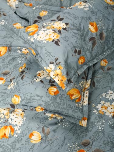 Image of ROSARAHOME 180 TC Microfiber Flat Queen Size Double Bed Bedsheet with 2 Pillow Cover| Bedsheet:240cmx225cm Pillow Covers:45cmx70cm,Floral Multicolor